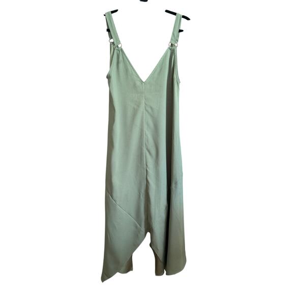 THE FIFTH LABEL | Sage Green V Neck Handkerchief Hem Swing Dress | Extra Small - Picture 1 of 3